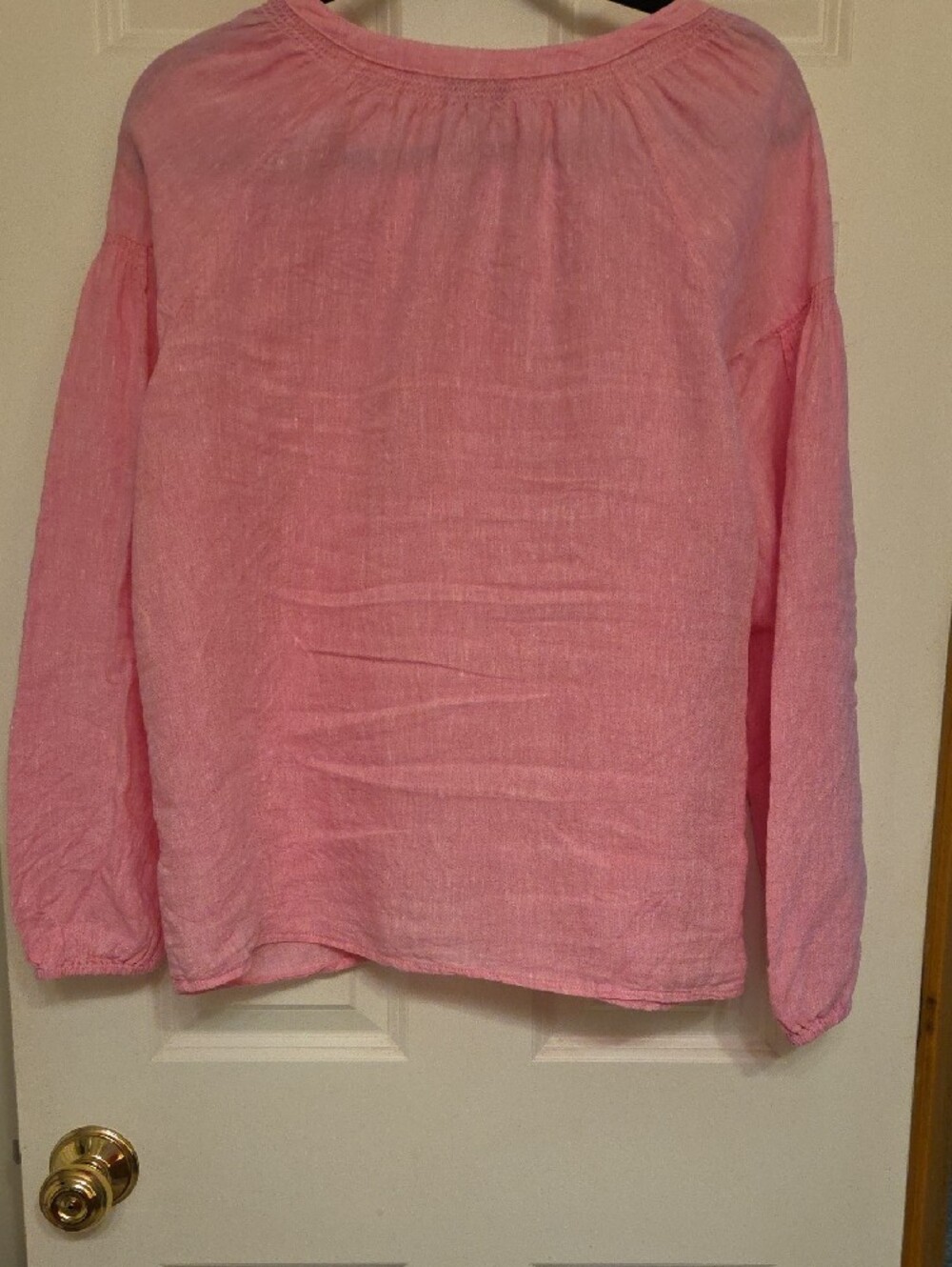 Talbots Medium Pink Linen Peasant Blouse - Picture 3 of 5